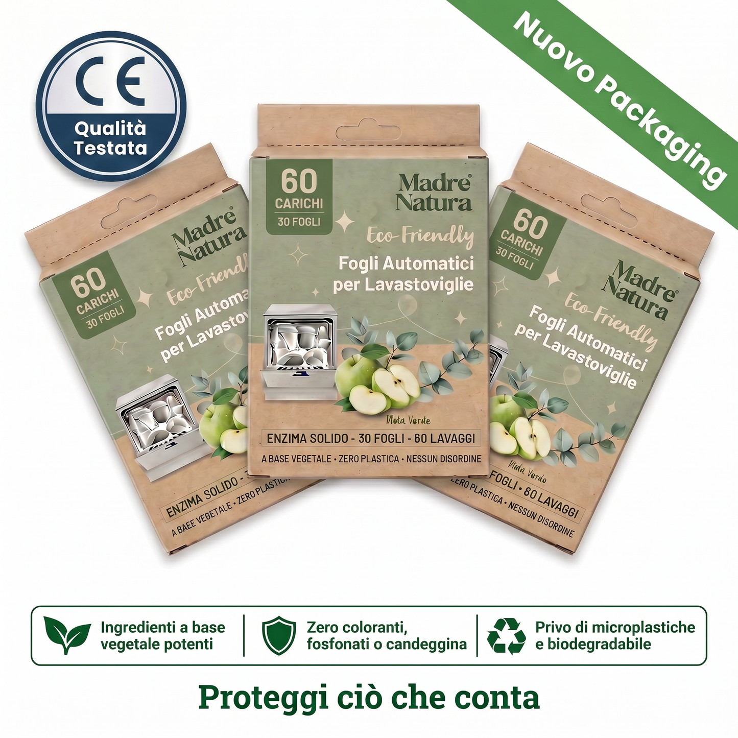 MadreNatura™ | 30 Fogli Detergenti Ecologici per Lavastoviglie