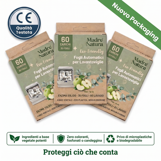 MadreNatura™ | 30 Fogli Detergenti Ecologici per Lavastoviglie