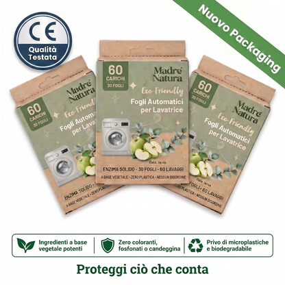 MadreNatura™ | 30 Fogli Detergenti Ecologici per Lavatrice