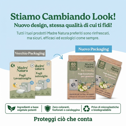 MadreNatura™ | 30 Fogli Detergenti Ecologici per Lavatrice