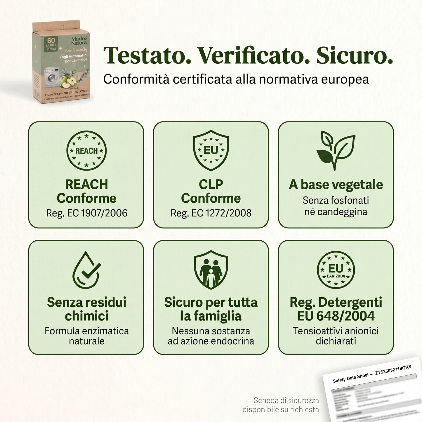 MadreNatura™ | 30 Fogli Detergenti Ecologici per Lavatrice
